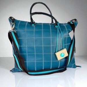 GABS G43 BORSA LEATHER PATCHWORK CONVERTIBLE CROSSBODY BAG OCEANO
